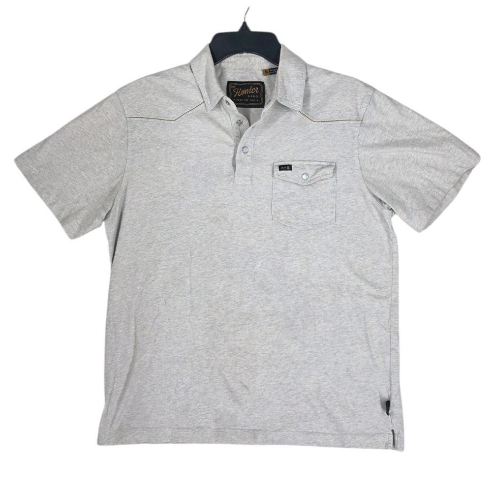 Howler Brothers H Bar B Pearl Snap Polo Shirt Mens M Heather Grey Western Yoke - Picture 9 of 11